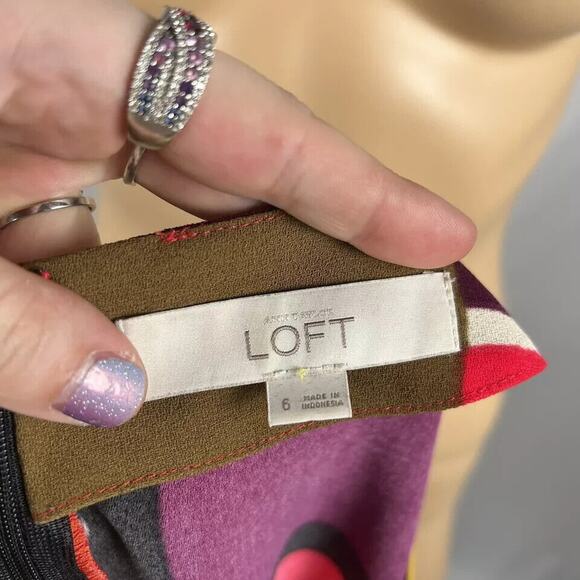 LOFT Midi ColorBlock Dress Short Sleeve 6 Small Shift Business Casual Multicolor - Picture 5 of 5